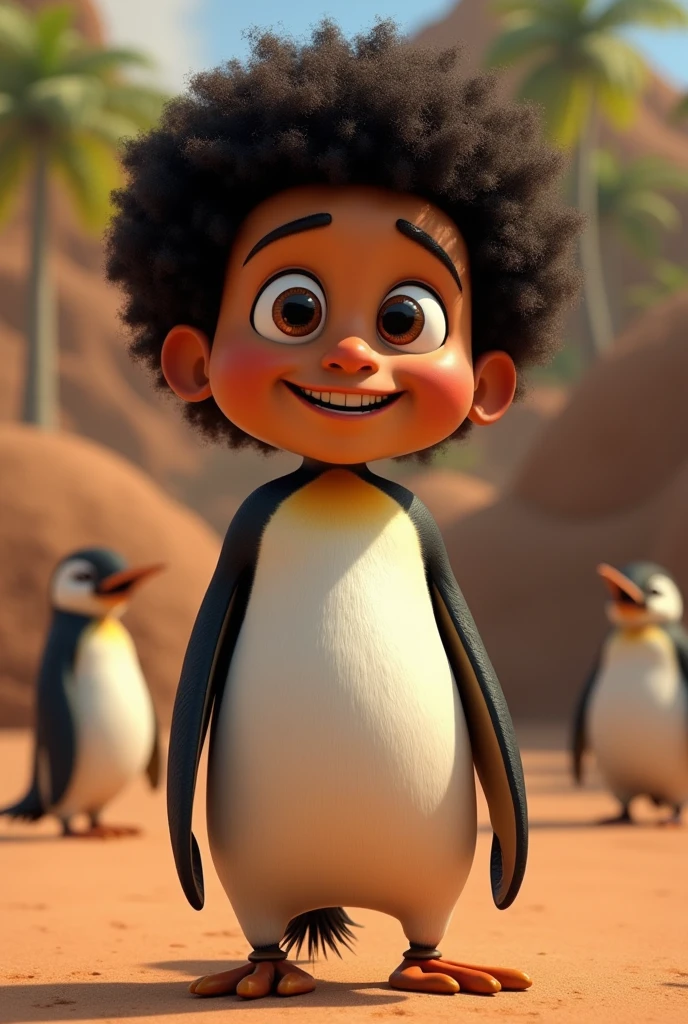 Marty from Madagascar Penguins anime version of Afro human appearance 