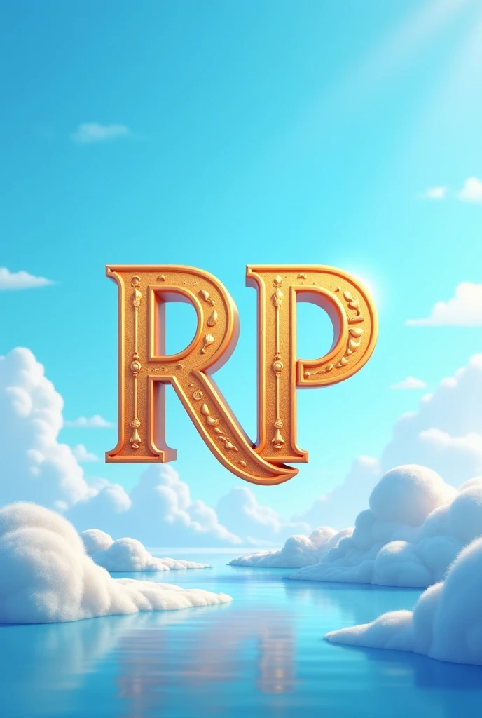 Make a 700 x 700 image with a light blue animated setting and the letters RP centered and large with legendary lettering, do it like an advertising poster