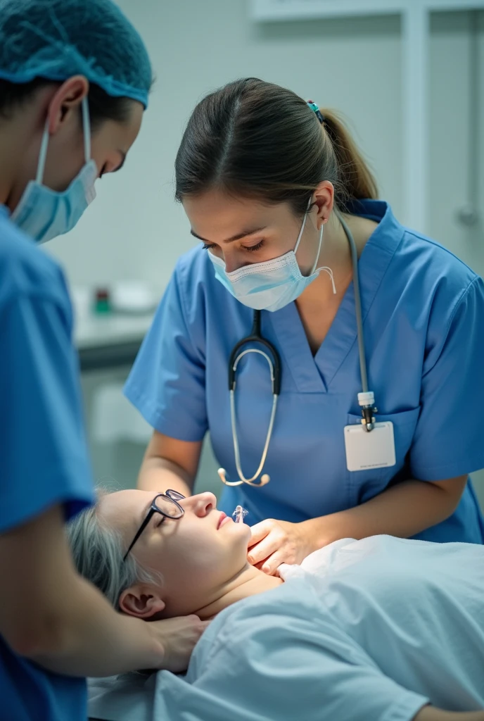 Nurse caring for a patient in the emergency department