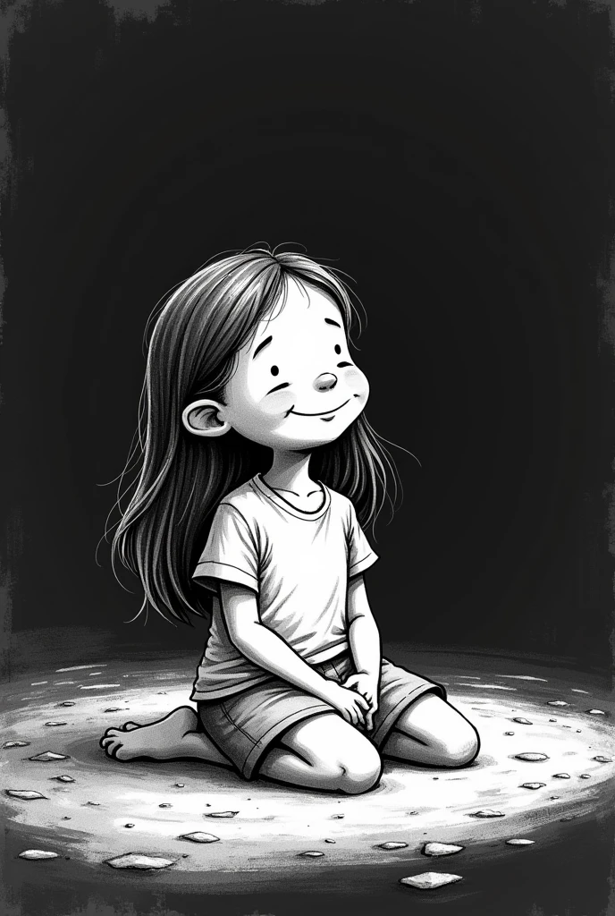girl dark monochrome black background rough sketch flat quality diverse lines explaining fig pencil can eraser desk cartoon journal, happy girl, beach, kneeling, spread legs, ass, soles, toes, monochrome sketch