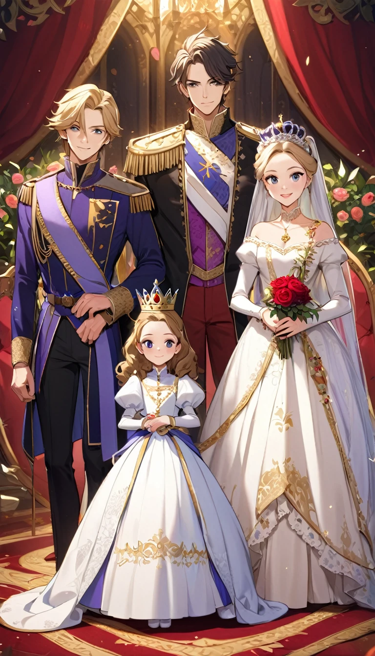 two children, a boy and a cute beautiful girl in the palace