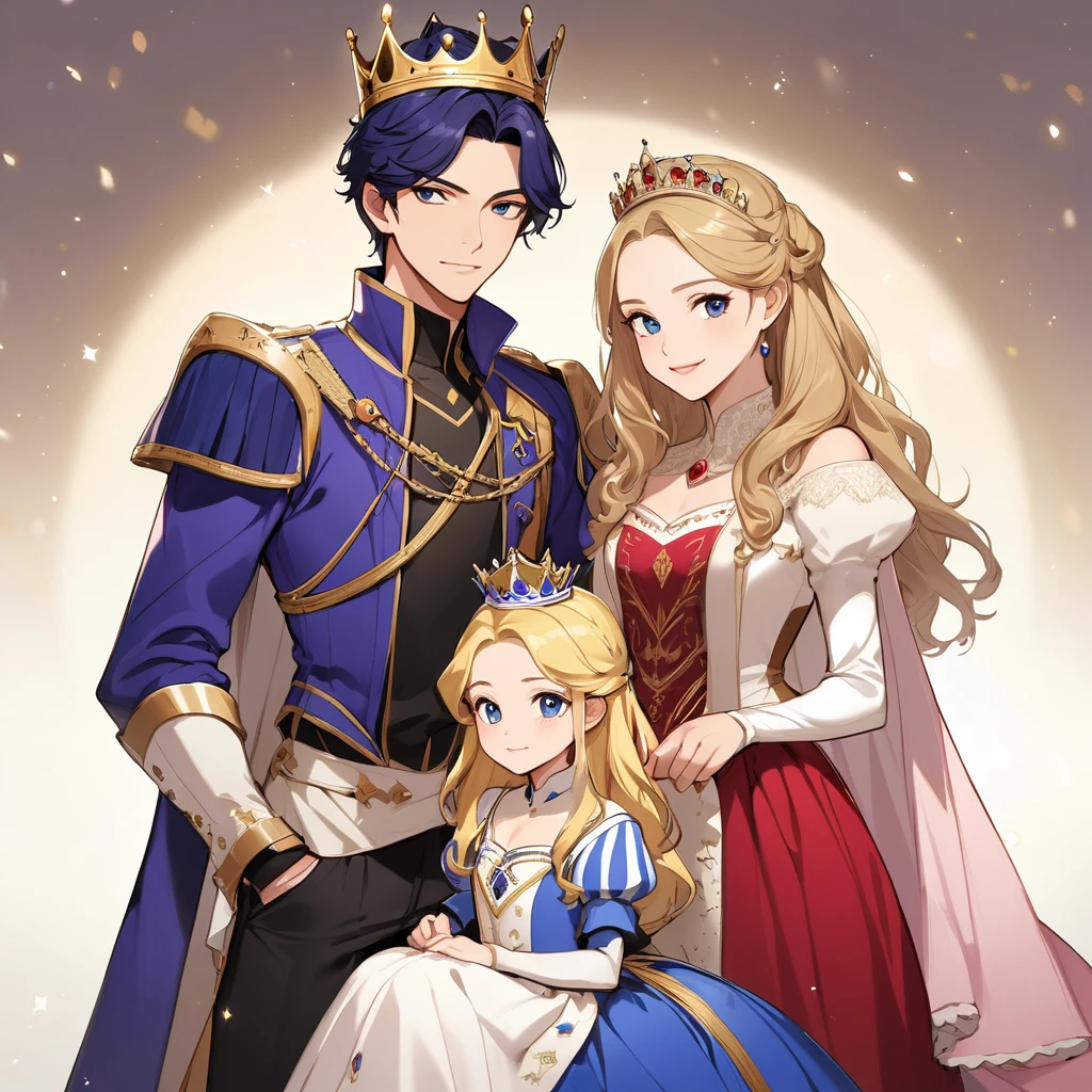 Family of kings, a age princess, a teenprince, the king and the queen.