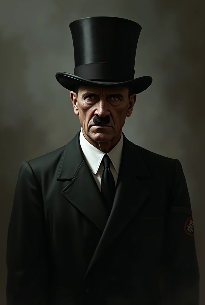 Make Hitler with a black suit and a top hat