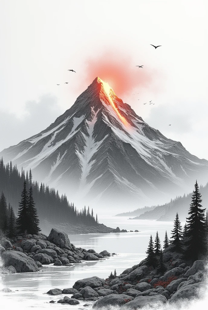 Drawing of the Sneffels volcano