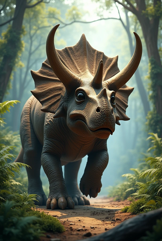 Generate a triceratops and have a text appear underneath that says Aaron