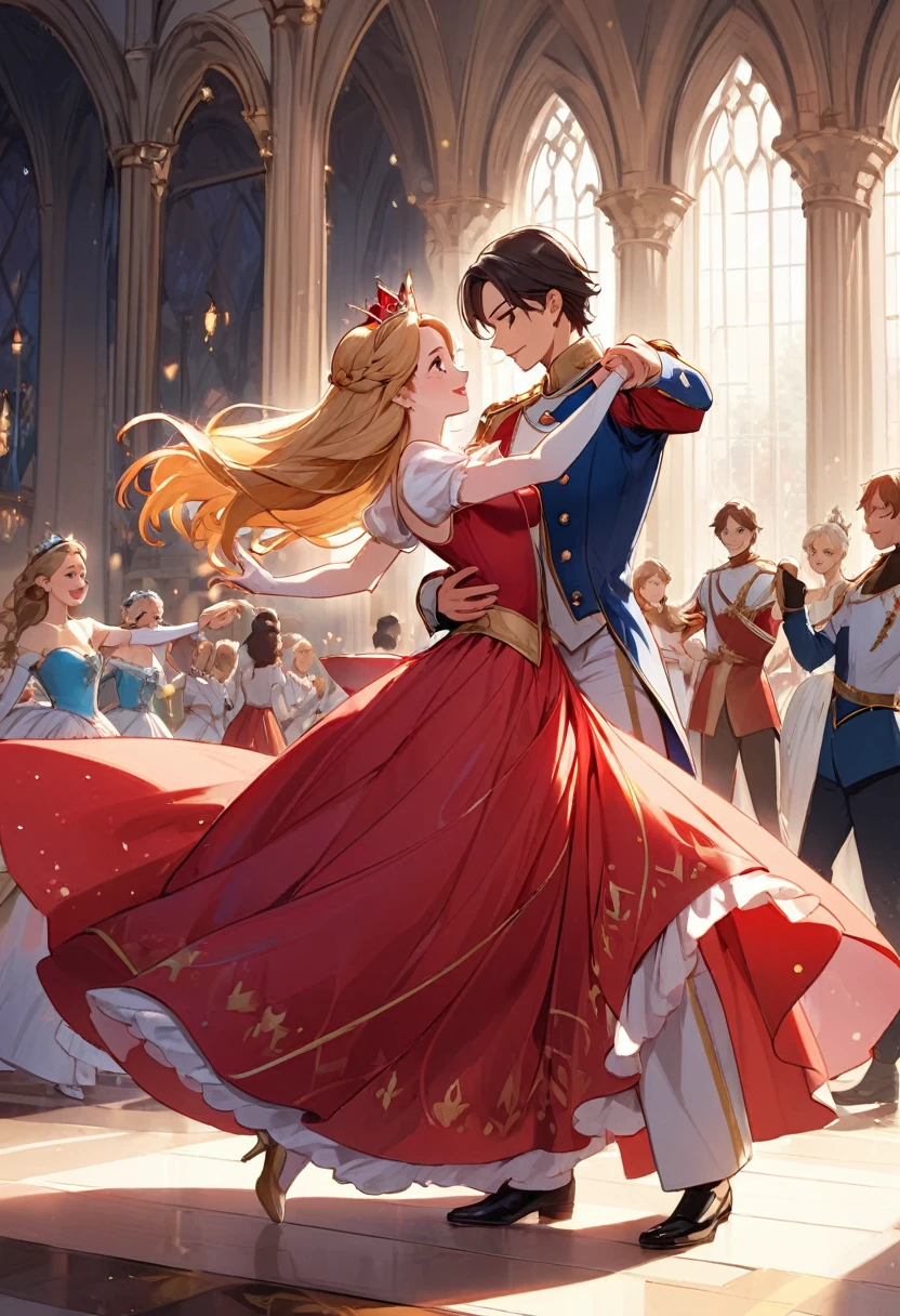 Princess and Prince, Royal, dancing, red