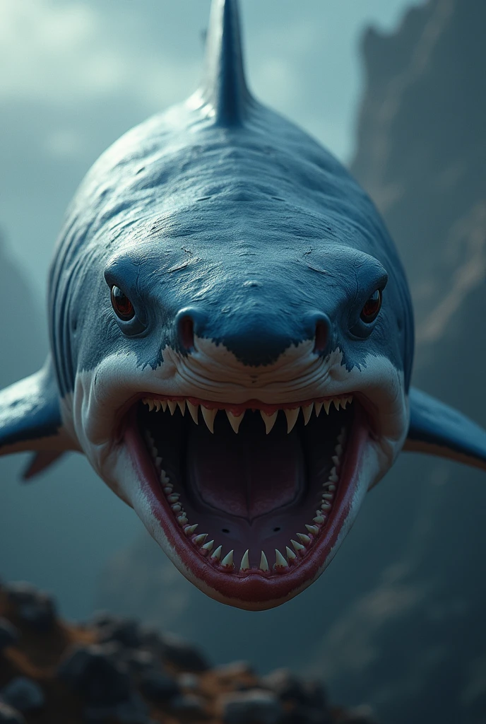 Hammerhead shark as Argentina&#39;s mascot with an evil face 