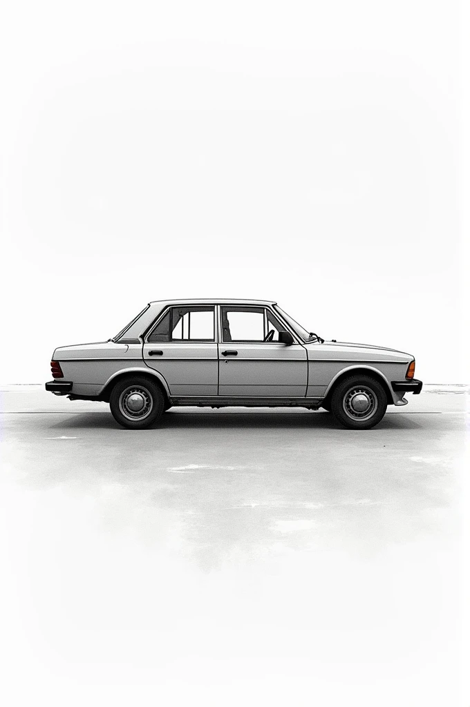 Drawing of an empty car where you can only see the door
