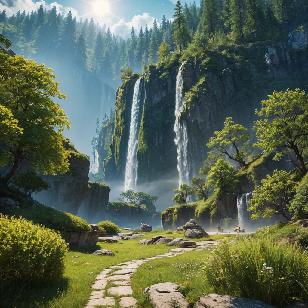 masterpiece, Highest quality, (Highly detailed CG Unity 8k wallpaper) (Highest quality), (Best illustrations), (Best Shadow) nature&#39, blue sea,delicate leaves、Mr.々Light tracking of colorful petals falling into the air, Super detailed --v6