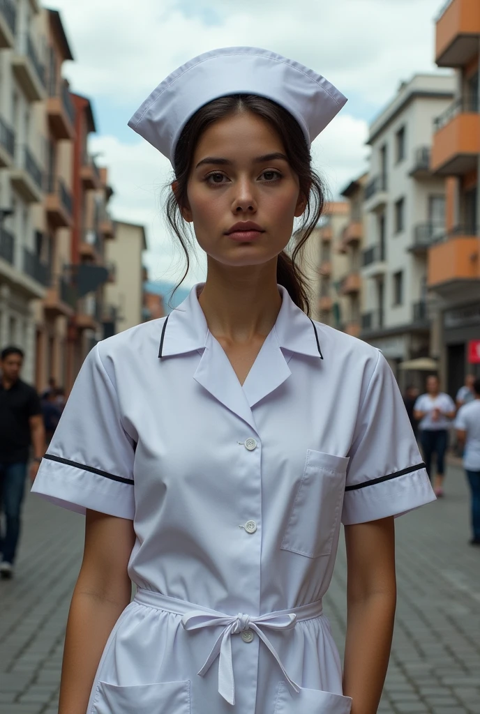 Imagine the city of Bogotá if it were a woman dressed as a nurse
