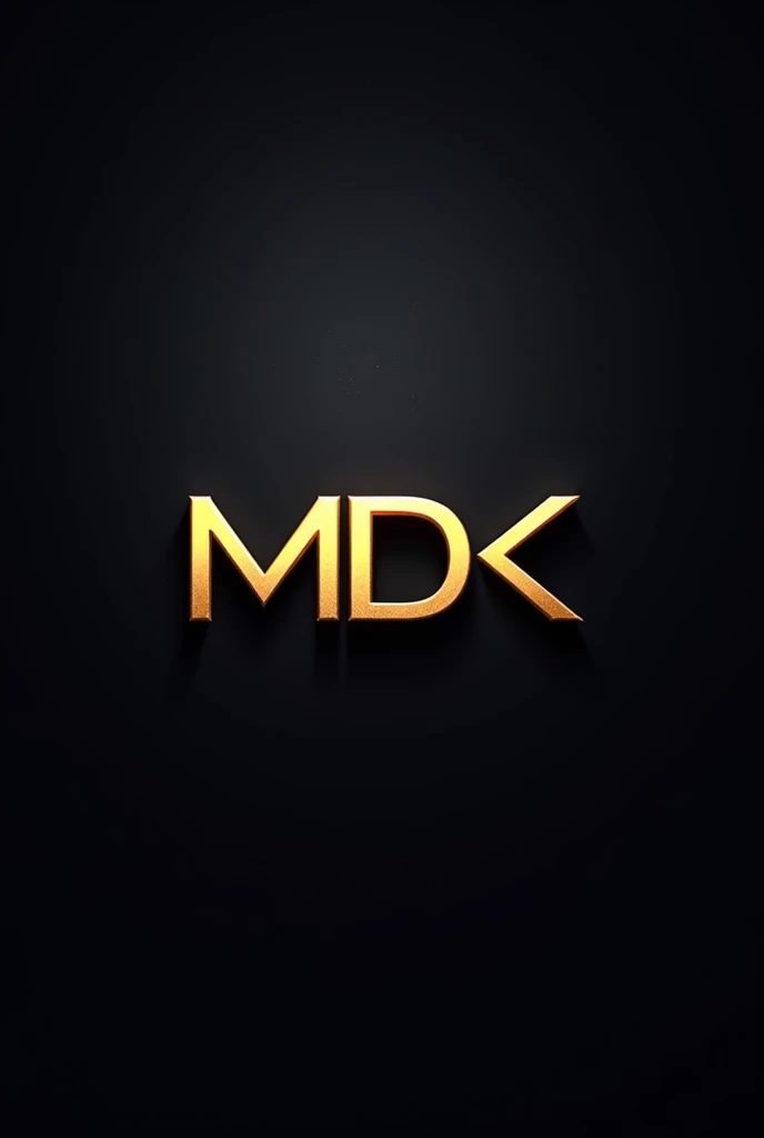 Create a logo for a company called "MDK" the black and gold letters and the dark background