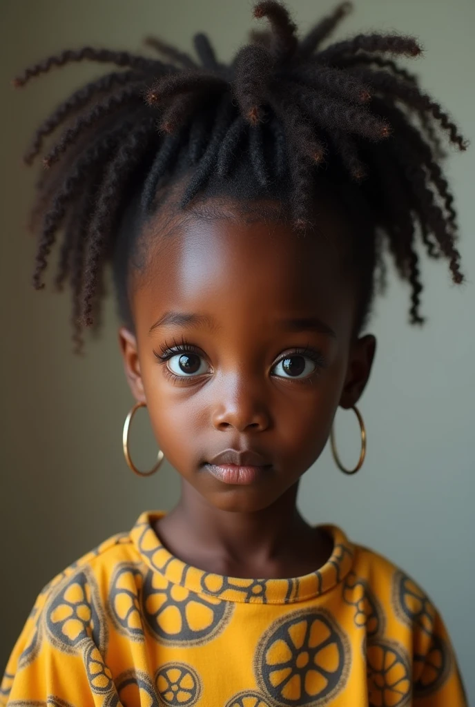 A black 7; years girl big eyes weird hair