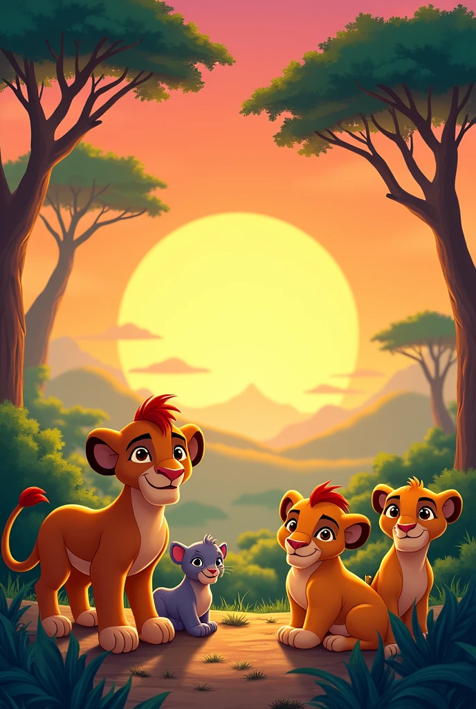 designer make an invitation with the name Luís Henrique 1 year old on September 14th at 6pm local time at my house theme The Lion Guard