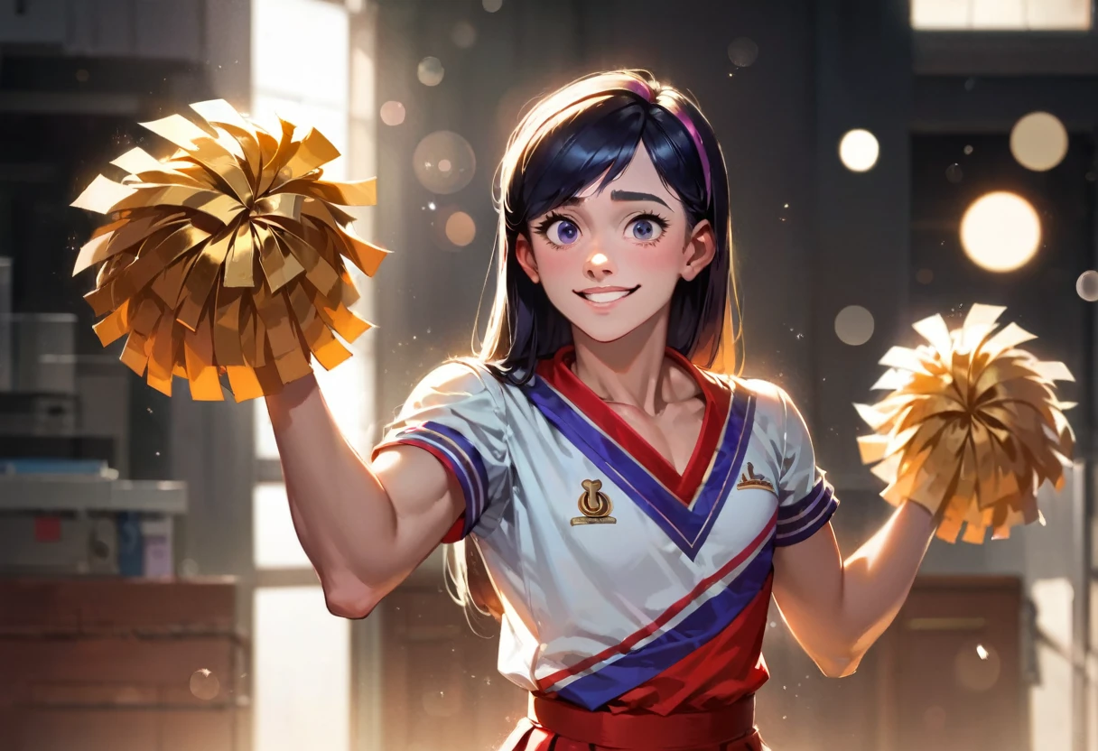 score_9, score_8_up, score_7_up, score_6_up, score_5_up, (high quality, detailed, beautiful), detailed soft lighting, rating_explicit, (upper body, soft skin:1.2), 1girl, Violet Parr, in ned, girly bedroom, beautiful eyes, open eyes, smiling, (cute cheerleader uniform:1.2), (dusk:1.2), (full body portrait:1.2), panties visible, cameltoe, sharp focus, portrait, studio lighting, bokeh, (masterpiece, best quality), (high resolution), perfect face, flawless, professional artwork, artstation, cinematic lighting, beautiful face, beautiful eyes, large eyes, bright eyes, beautiful smile, perfect hands, firm abs, anatomically correct, perfect anatomy.