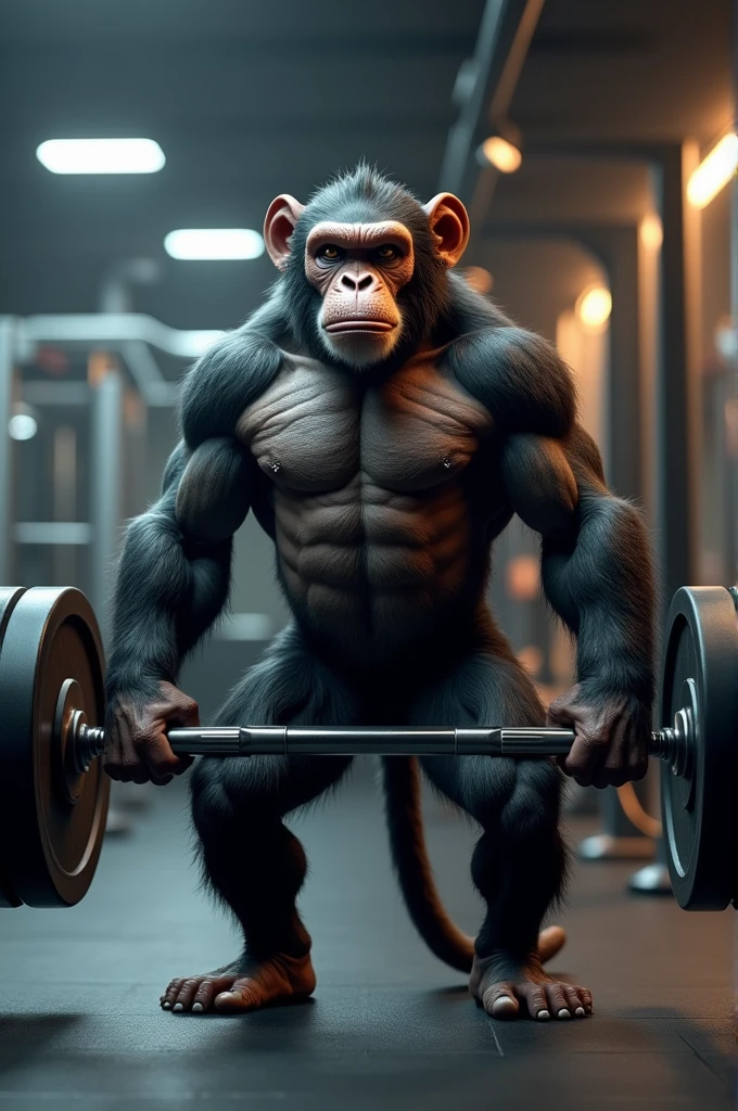 Monkey lifting weights