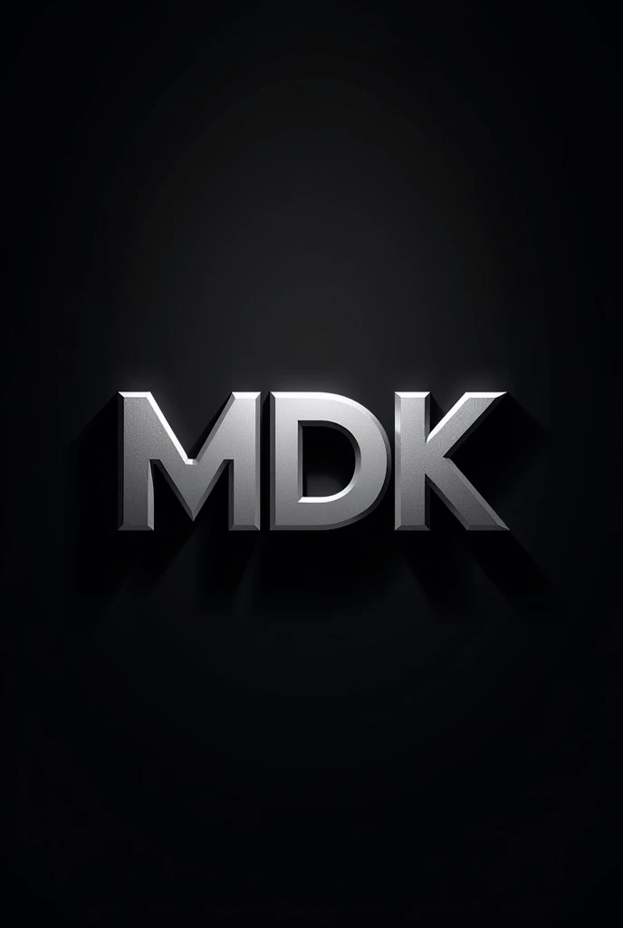 Create a logo for a company called "MDK" the silver letters and the dark background
