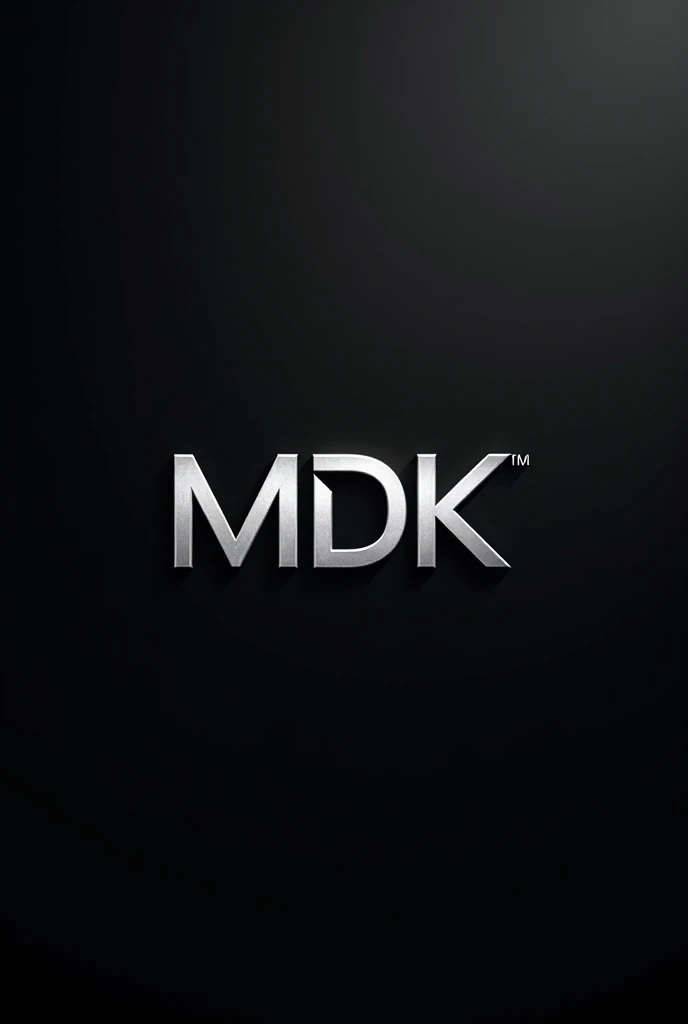 Create a logo for a company called "MDK" the silver letters and the dark background