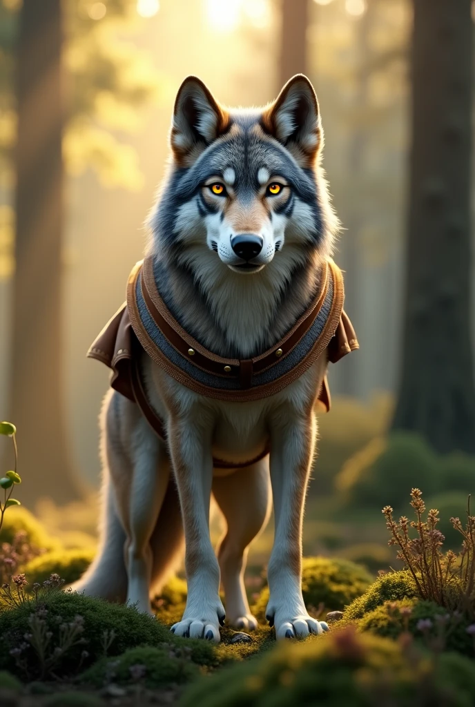Gray wolf typically dressed German