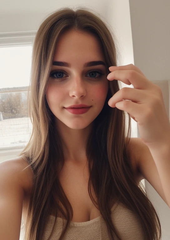 a selfie of a pretty young woman, taken with iphone camera