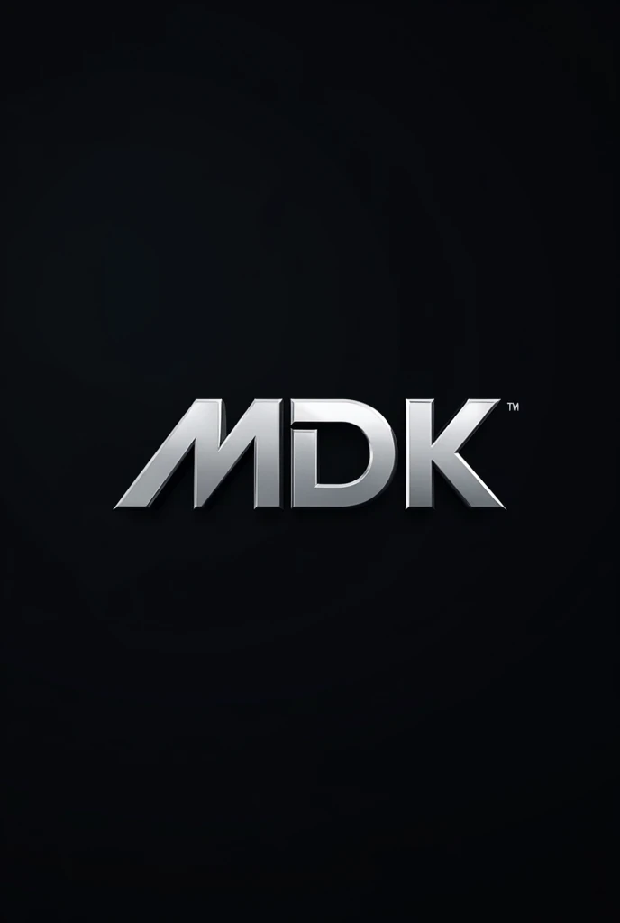 Create a logo for a company called "MDK" the silver letters and the dark background
