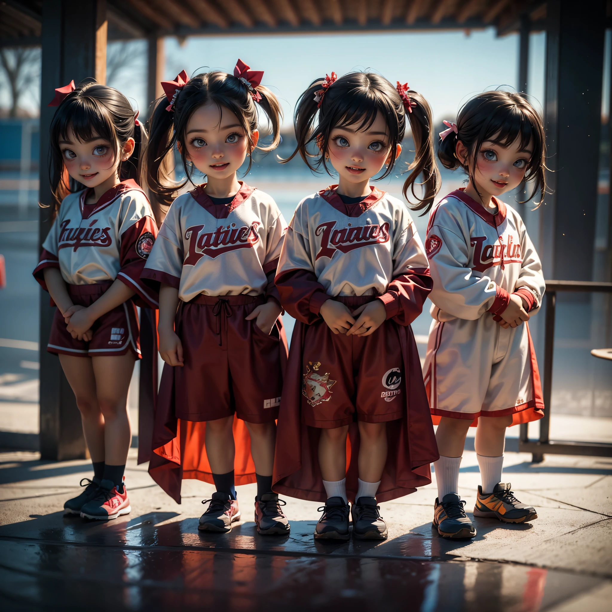 ExtremelyDetailed (((Athletes Team Kawaii Kids in a row:1.4))), Childish perfect face, Reflective Eyes, Detailed(Delicate Clothing textures), Corrected Leg to Foot Line, Corrected Perfect Hand, Dynamic Joyful Expressions LifeLike Rendering, ((Specular Reflection:1.28)), TopQuality 8K Ultra-detailed masterpiece (ProfessionalPhoto:1.37)(Acutance:0.8),(Luminism:1.22),