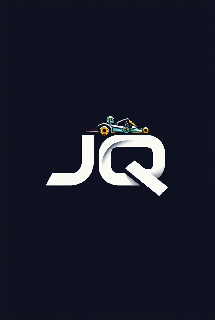 JQ letters joined together forming a logo with a kart
