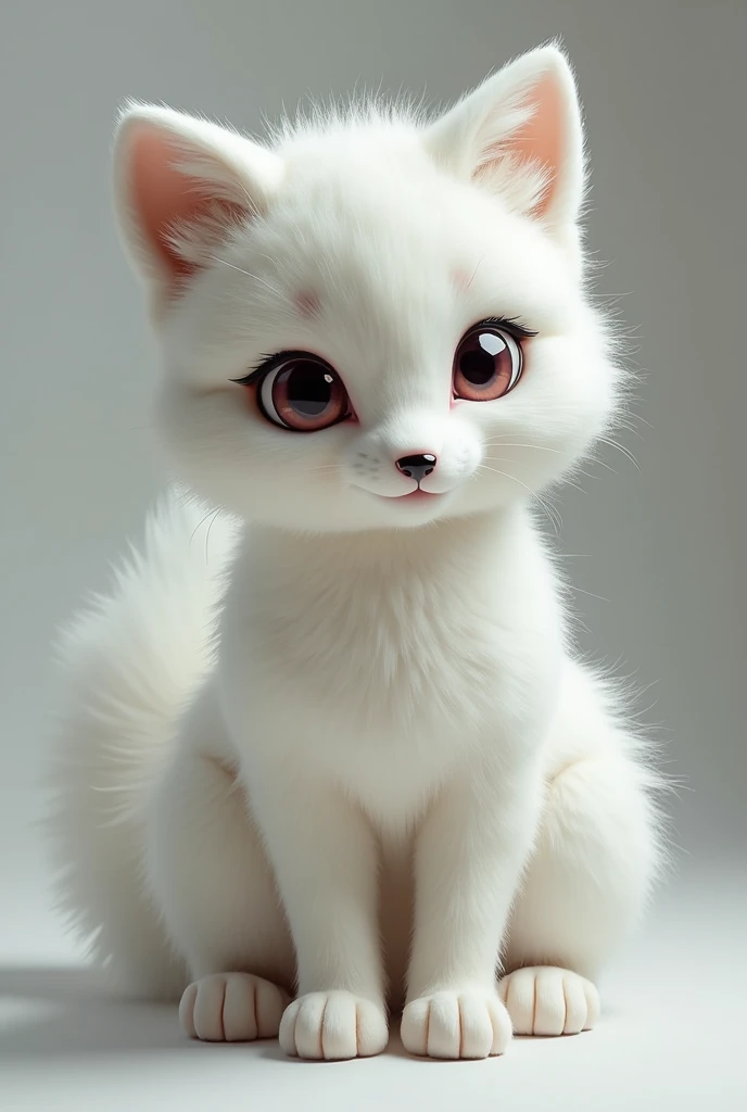 FurryMix white fox with human body. Large tits