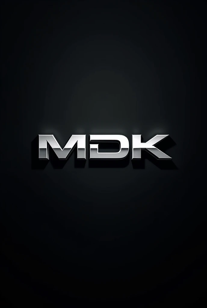 Create a logo for a company called "MDK" the silver letters and the dark background
