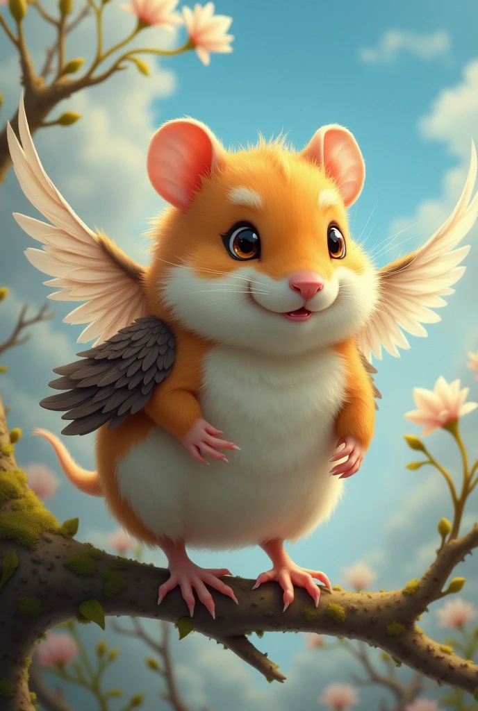 Create a picture  of an hamster  that looks like a bird  