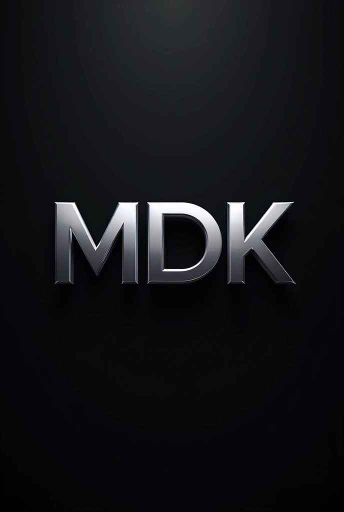 Create a logo for a company called "MDK" the silver letters and the dark background