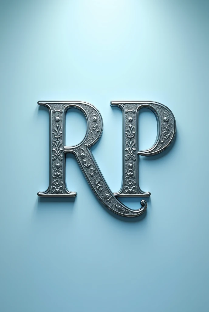 Make a 700 x 700 image with a light blue setting and the letters RP centered and large with legendary lettering, do it like an advertising poster