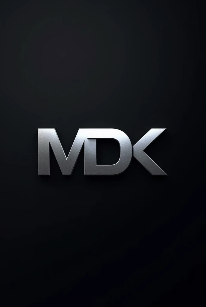 Create a logo for a company called "MDK" the silver letters and the dark background