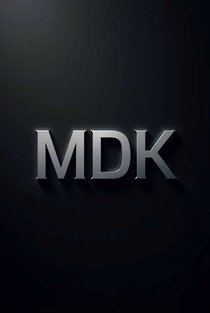 Create a logo for a company called "MDK" the silver letters and the dark background