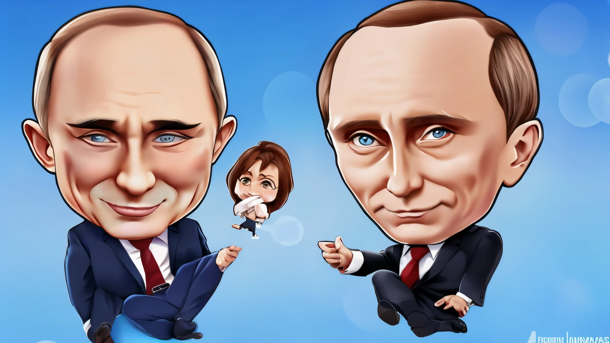 Extreme chibi caricature of vladimir putin