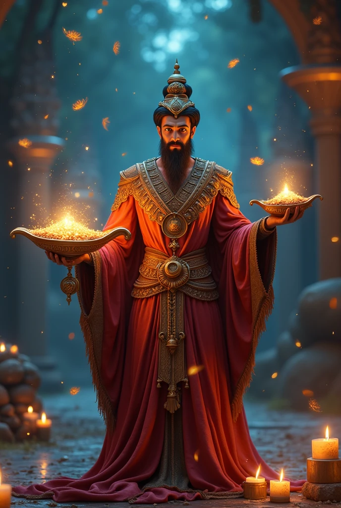 Genie of the lamp with gifts