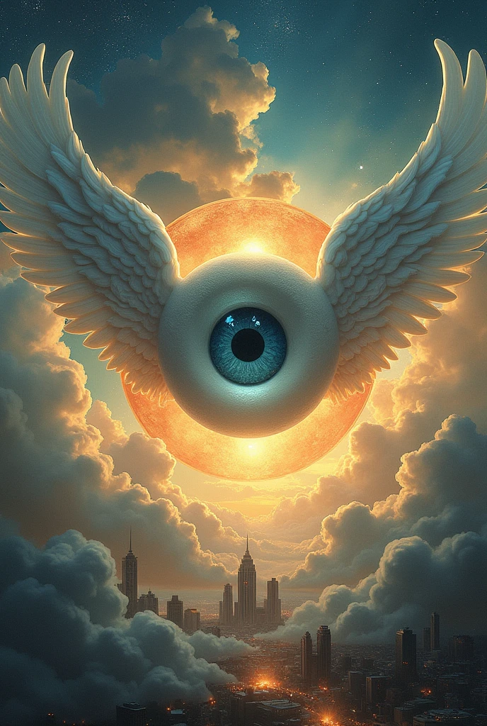 definition of the eye as if it were an angel surrounded in its orbit by cities or architecture