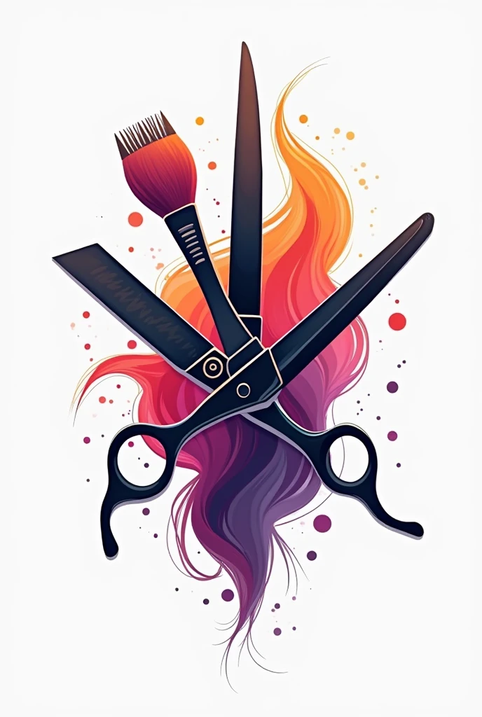 the art of hairdressing logo , dyes and scissors , hairdressing machines