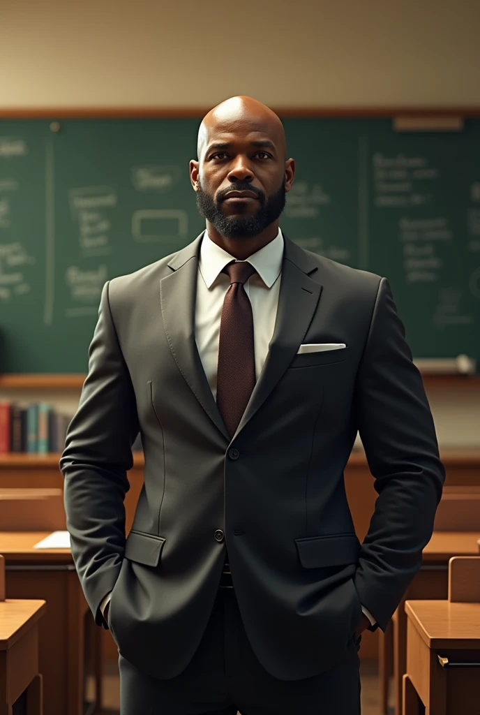 Black bald man teacher