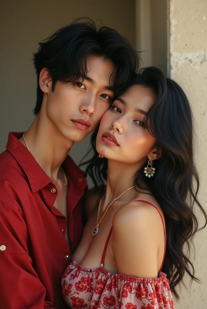 BTS suga with a beautiful latin girl realistic image