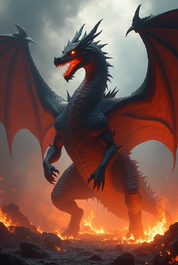 Aggressive Black 8 meter Fire Dragon