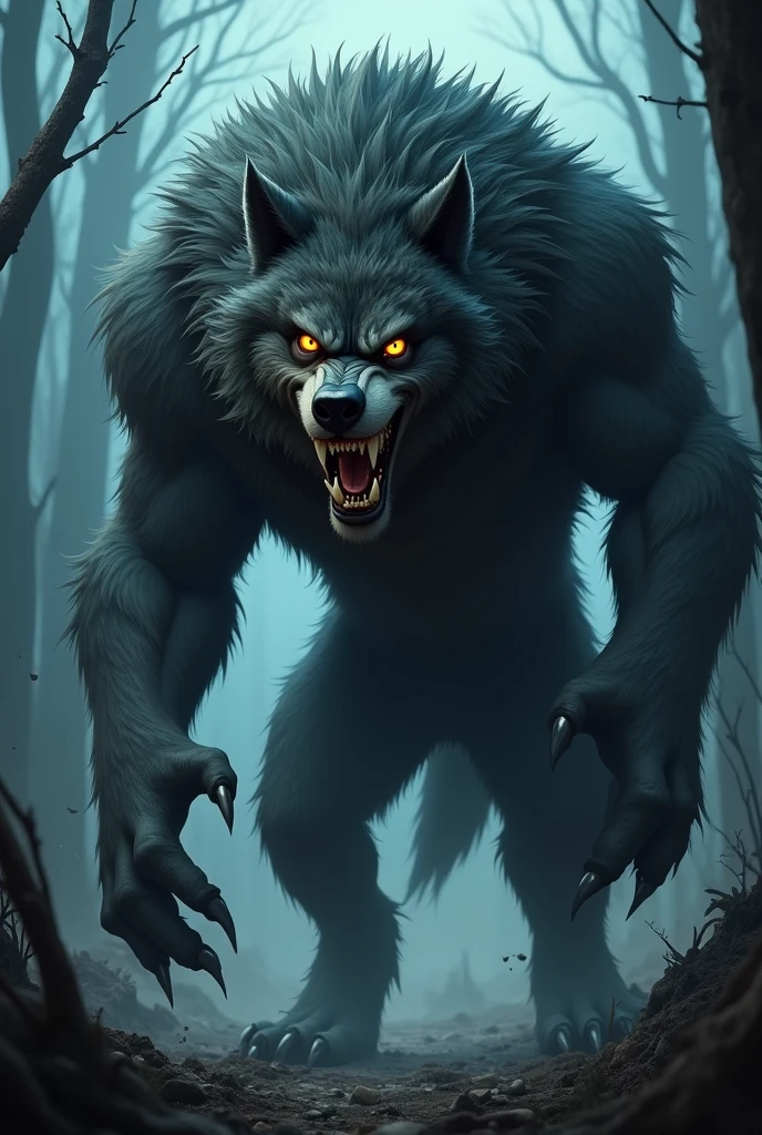 A big bad wolf like the one from the three little pigs but animated 