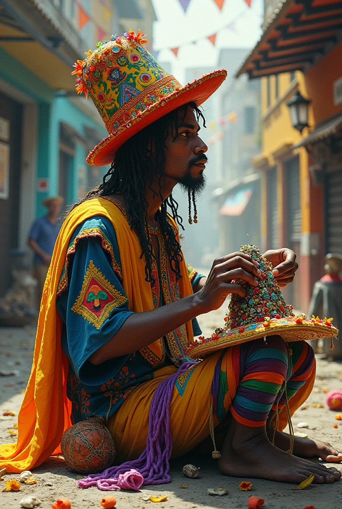 Zé Pilintra making a hat