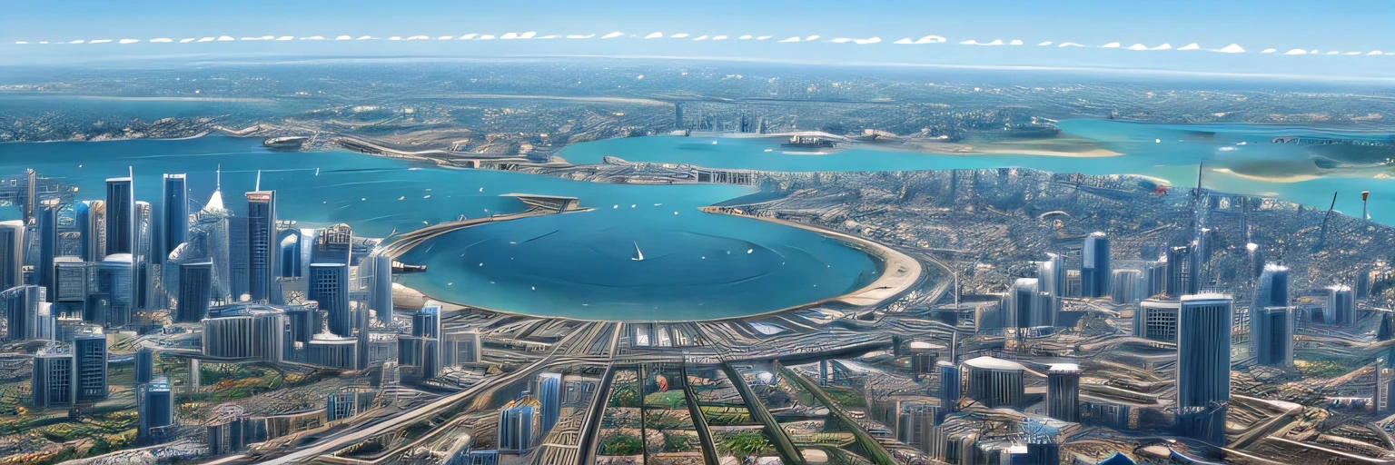 make an image of an aerial view of a city in a detailed and realistic way