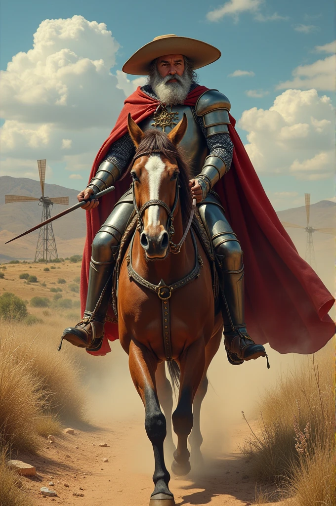 Alonso Quijano, A gentleman from La Mancha who, after reading numerous books of chivalry, He loses his mind and decides to become a knight errant under the name of Don Quixote de la Mancha.. With his old horse, Rocinante, and a rusty armor, He goes on adventures to defend the weak and correct injustices.. He recruits a neighbor of his as a squire, Sancho Panza, who, despite being a pragmatic peasant, is carried away by promises of wealth and power.