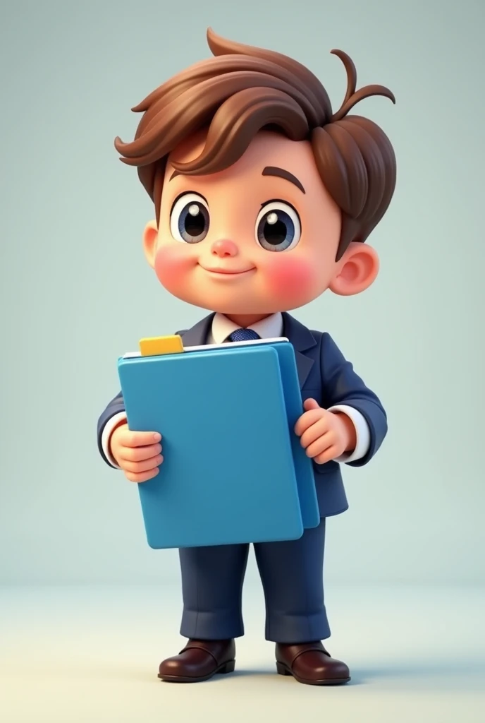 Boss baby holding a blue folder