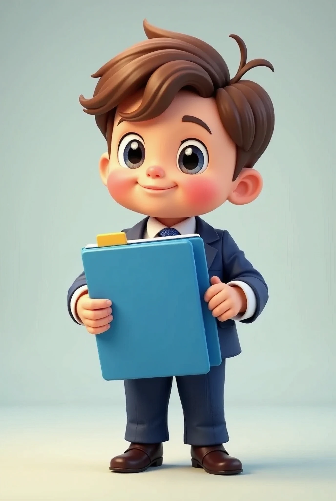 Boss baby holding a blue folder