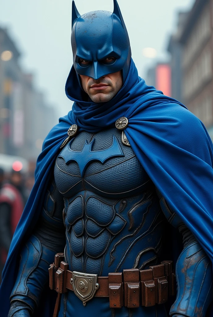 Create a blue caped war captain calling his army to fight