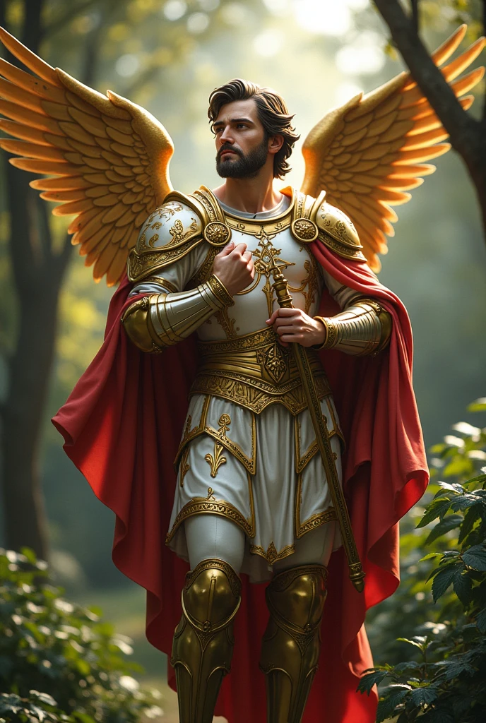 Saint Michael the Archangel in high resolution ,in a garden