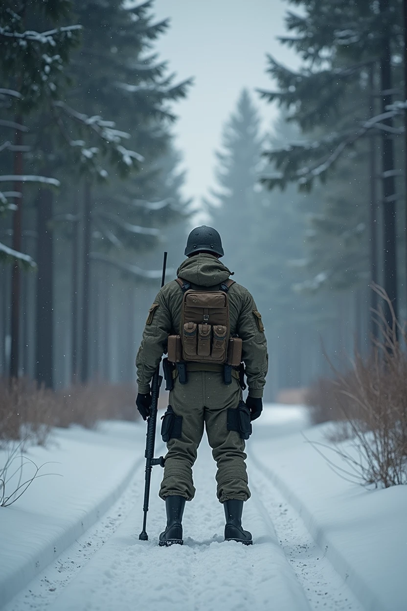 soldier in the forest does not snow alone
