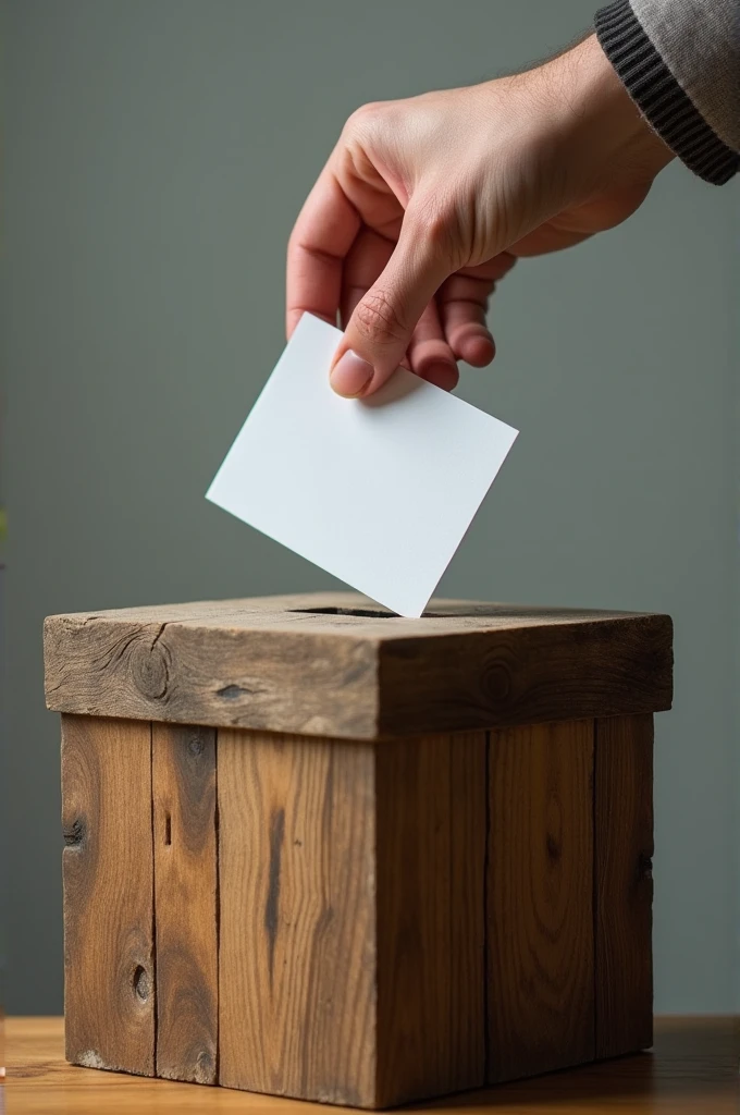 A ballot box with a hand depositing a vote, symbolizing the direct exercise of sovereignty by the people.
